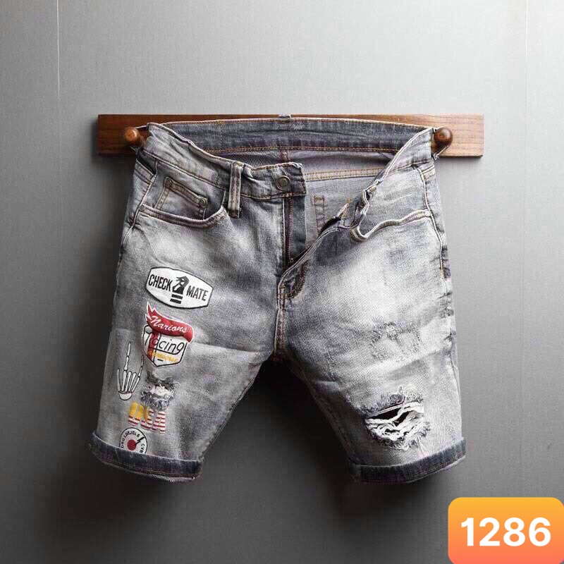 Quần short jean nam lavado màu xám nhạt rách chất jeans bò cao cấp co dãn 4 chiều from đùi đẹp Lavado64 mẫu mới