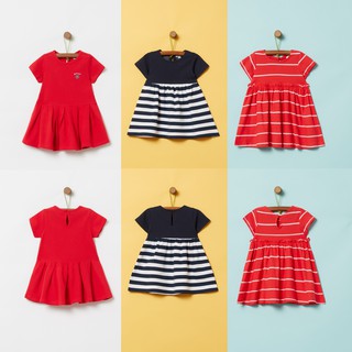 Váy organic cotton OVS authentic cho bé gái 12-36M. Đầm ngắn tay cho bé 1-3 tuổi [Auth]