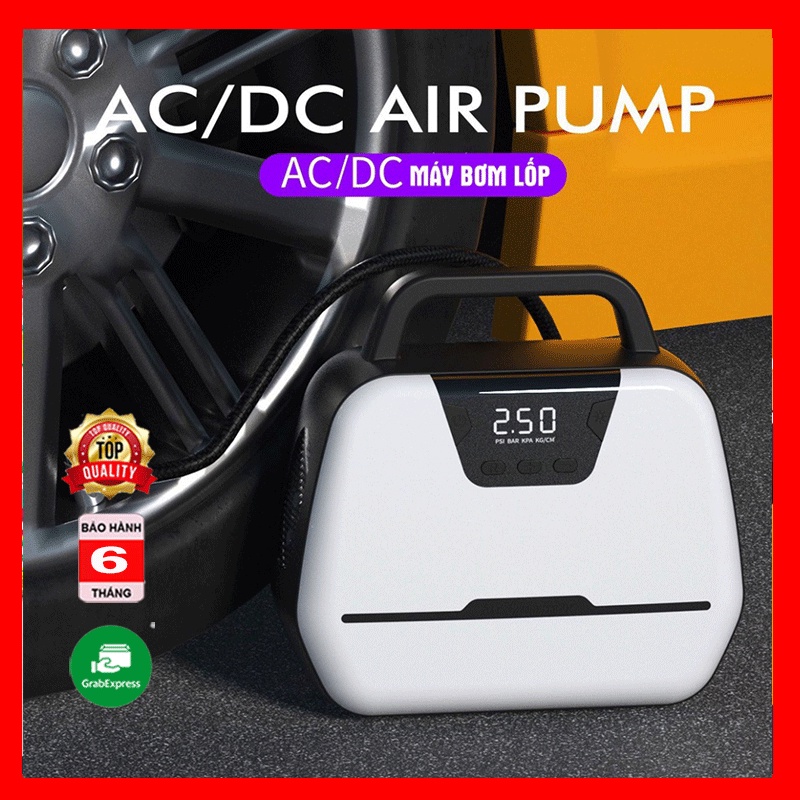 Bơm lốp xe ô tô tự động ngắt khi bơm đầy AIR COMPRESSOR ATJ-1866, điện áp 12V có đèn chiếu sáng