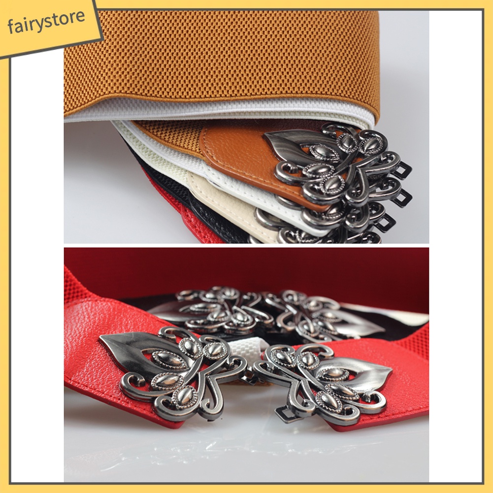 Dây thắt lưng da giả khóa cài kim loại thiết kế hoa phong cách vintage thời trang dành cho nữ