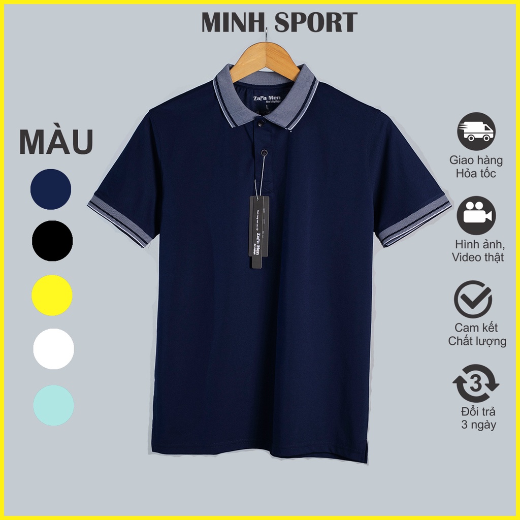 Áo Thun Nam Polo Ngắn Tay Cổ Trụ, Chất Vải Cá Sấu Cotton Nhập Nhiều Màu, Thấm Hút Mồ Hôi Tốt Không Xù Lông Mặc Mát