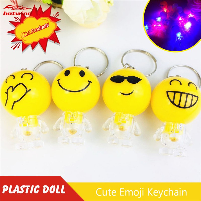 Móc Khóa Hình Emoji Có Đèn Led Dễ Thương 41x26x21mm