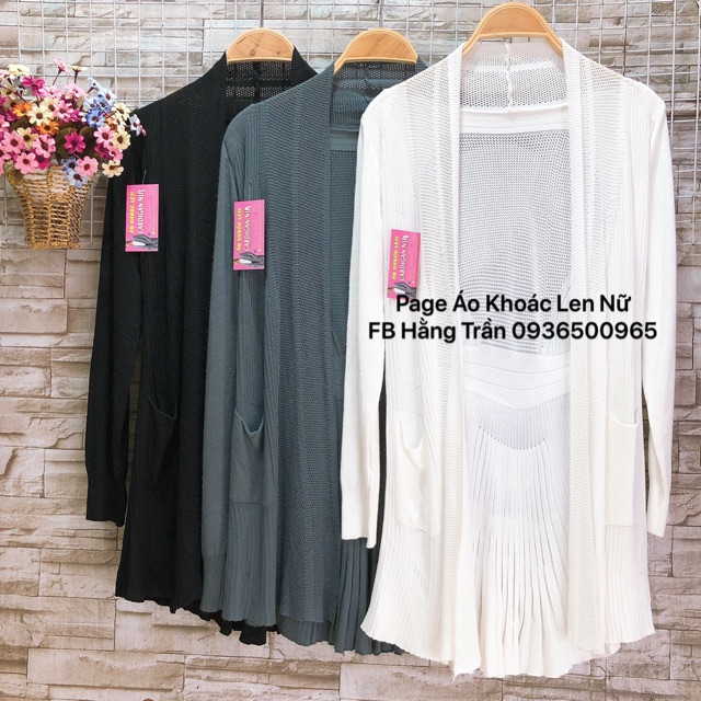 Khoác len mỏng dáng dài xòe