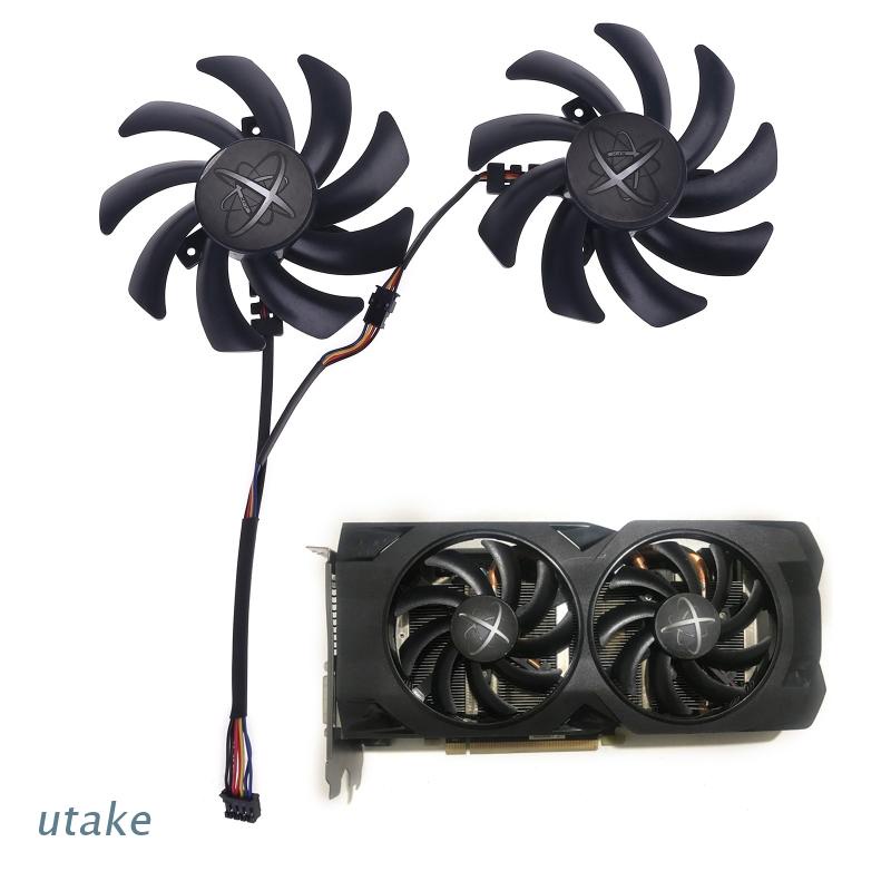 Utake 2pcs 85mm 480/470 Graphics 4Pin 0.35A VGA Cooler Fan for XFX R9 390/390X 8G RX48