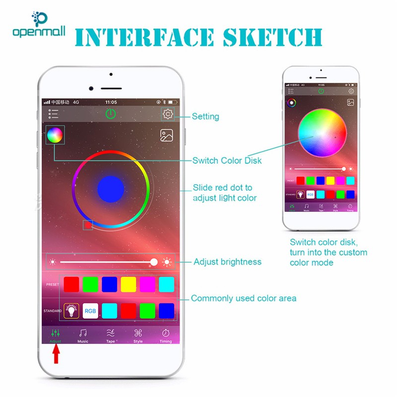 Set 4 dây đèn 72 LED RGB 4 trong 1 dùng trang trí kèm tẩu sạc