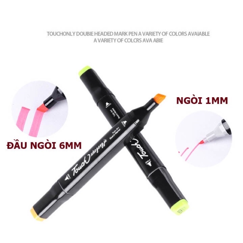 Bút Màu Marker Touch Coll 48 PCS Đựng Trong Túi Vải, Cây Màu Hoạ Cụ Tô Màu Dạ Vẽ Tranh Chuyên Nghiệp