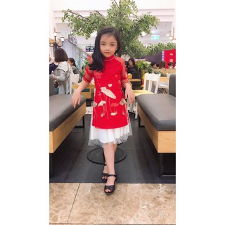 Xả kho Áo dài cách tân thêu hoa sen