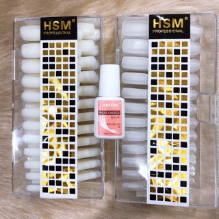 Móng nhám - Móng úp HSM hộp móng đủ size Tặng keo dán móng