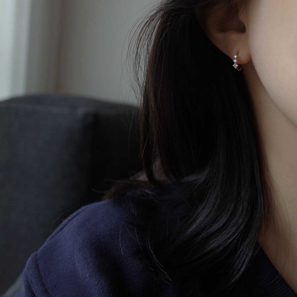 Bông Tai Mạ Vàng / Bạc 925 Đính Đá Zircon Đơn Giản Thanh Lịch Thời Trang Dành Cho Nữ