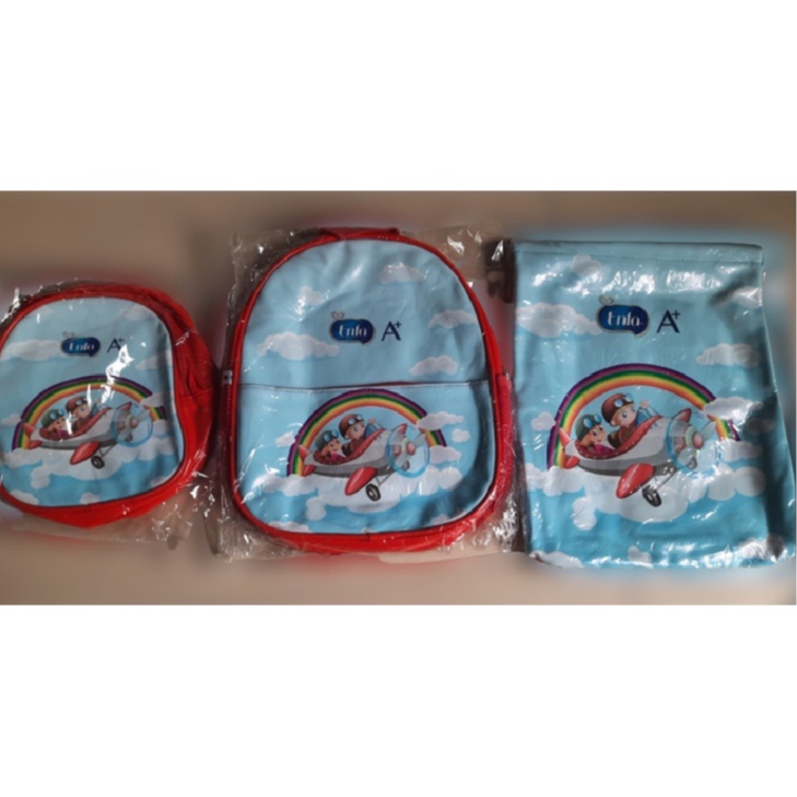 Set 3 món túi balo giỏ đeo chéo cho bé quà tặng enfa