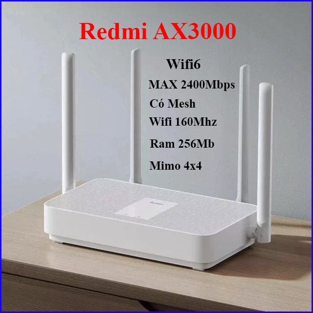 [Mã 153ELSALE2 giảm 7% đơn 300K] Router Wifi 6 Xiaomi RedMi Ax3000 chuẩn wifi6 Có Mesh có kích sóng wifi 160Mhz