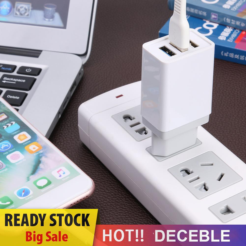 Deceble Portable 3 Ports USB Travel Charger Quick Charging Charger EU Plug Adapter