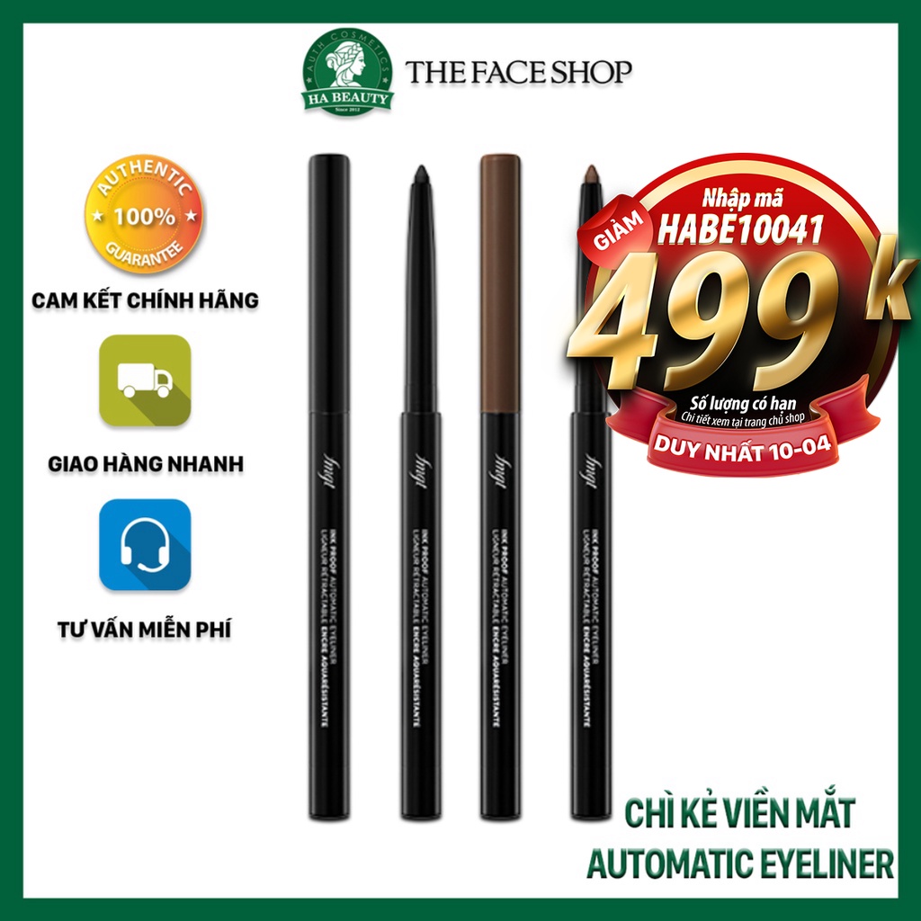 Chì kẻ viền mắt lâu trôi chống trôi The Face Shop Ink Proof Automatic Eyeliner