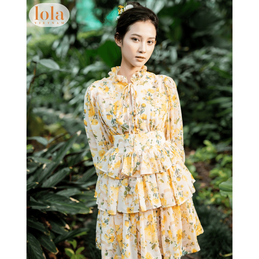 Đầm Nữ Dự Tiệc LOLA VIETNAM Thiết Kế Nhiều Nút 3 Tầng Tay Phồng Váy Tiểu Thư Phong Cách Công Chúa DA08