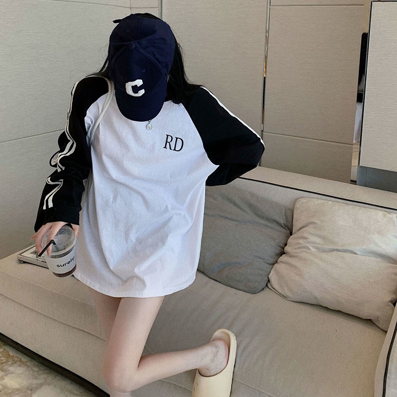 Áo thun IELGY tay dài dáng rộng kích thước lớn phong cách Hàn Quốc cho nữ