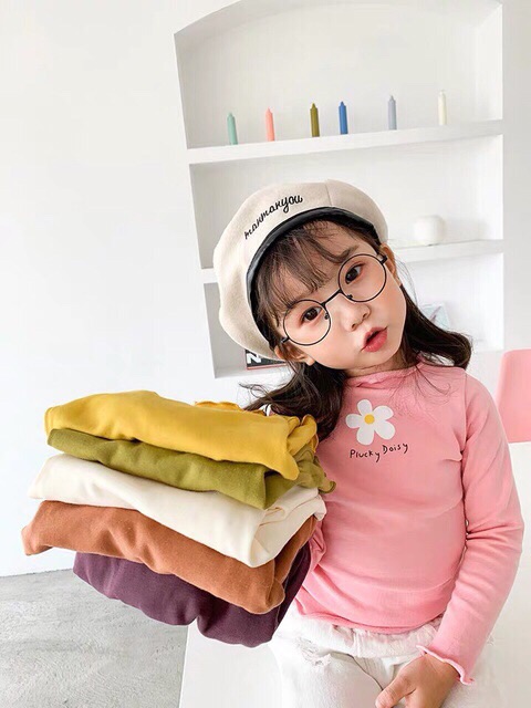 Áo len viền sóng bông hoa cho bé gái 10-16kg