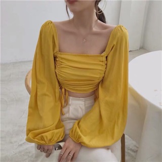 😻❤️Áo Kiểu Cổ Vuông Rút Dây 2 Bên