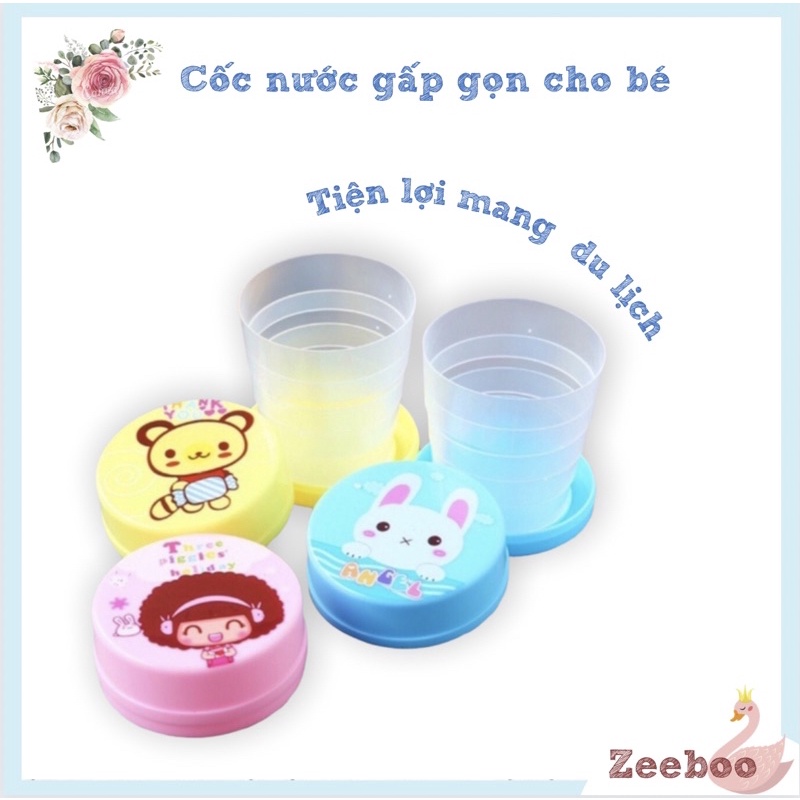 Cốc uống nước gấp gọn du lịch hoạt hình siêu xinh cho bé - Zeeboo