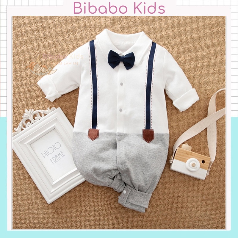 Bộ body quần áo trẻ em dài tay mẫu Công Tử Thu Đông vải cotton Bodysuit cho Bé Gái Bé Trai từ 0-12 tháng tuổi