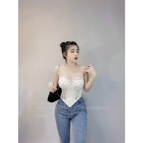 Áo ren croptop cúp ngực