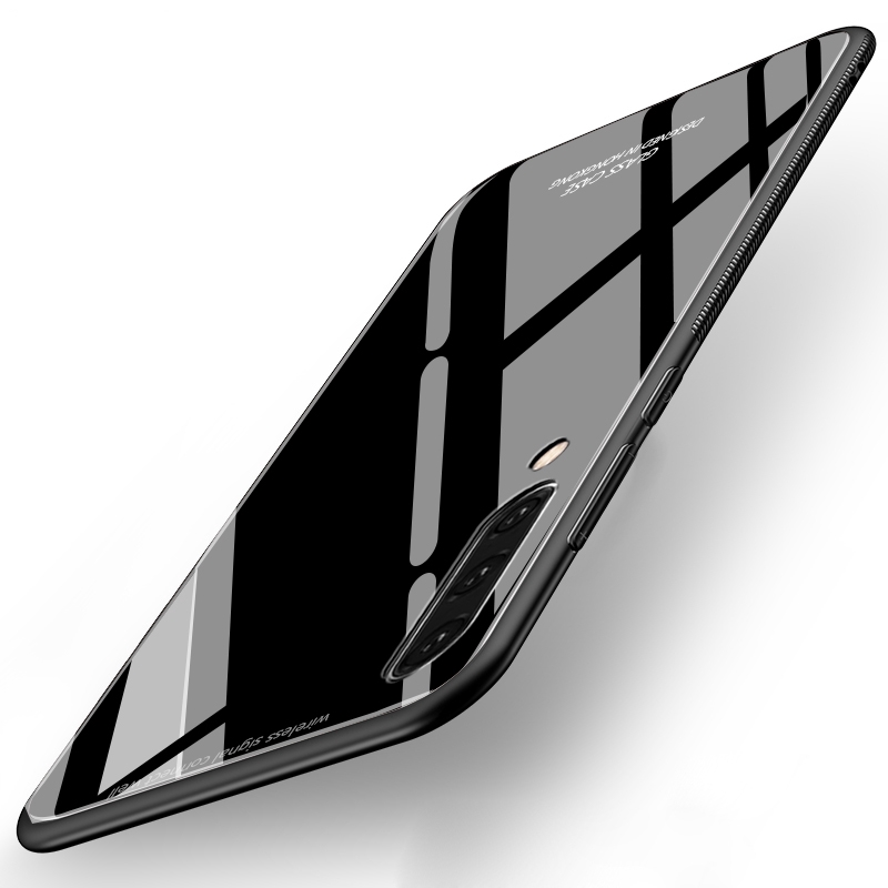 Ốp điện thoại silicone mặt kính cường lực sáng bóng cho Samsung Galaxy A50 A30