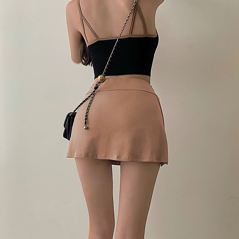 Chân Váy Tennis Mini Màu Trơn Phối Lót Thời Trang Cho Nữ