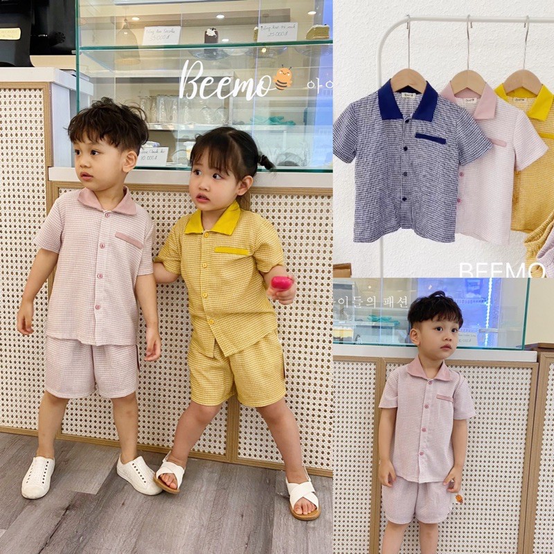 Set bộ polo bé trai cộc tay chất liệu Linen mềm mịn thoáng mát - Bộ quần áo bé trai cộc tay thấm hút mồ hồi tốt cho bé