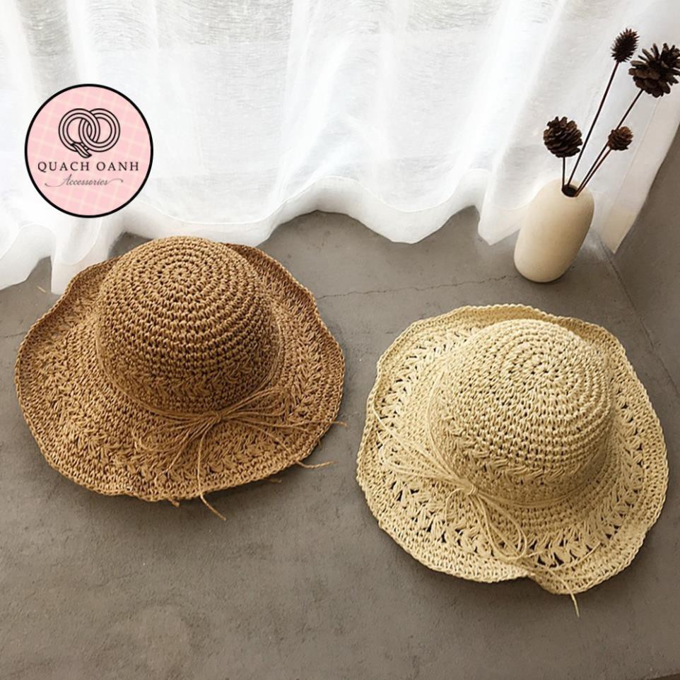 Sale lớn Mua Ngay Mũ cói mềm, nón cói đi biển nữ vành rộng đan móc thủ công độc đáo phong cách vintage chống nắng – MU41