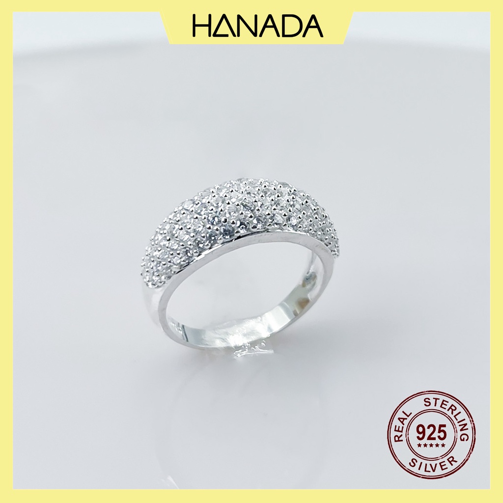 Nhẫn Bạc 925 Hanada Đá Cao Nhẫn Bạc Nữ Đính Đá Hột Cao Lấp Lánh Đi Tiệc Sang Trọng 0732 O6 N10