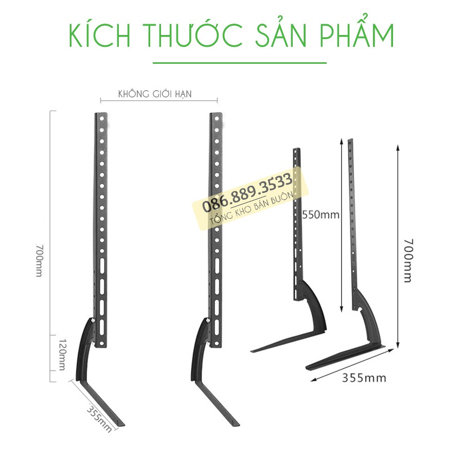 Chân Đế Tivi Để Bàn 40 - 43 - 50 - 55 - 60 - 65 Inch - Chân Tivi Đa Năng Tương Thích Các Loại Tivi