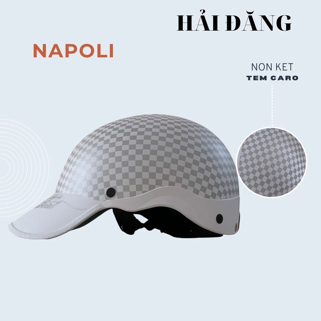 Mũ bảo hiểm nủa đầu đẹp nón kết Napoli Size 56 -60cm tem caro - Bảo hành 12 tháng