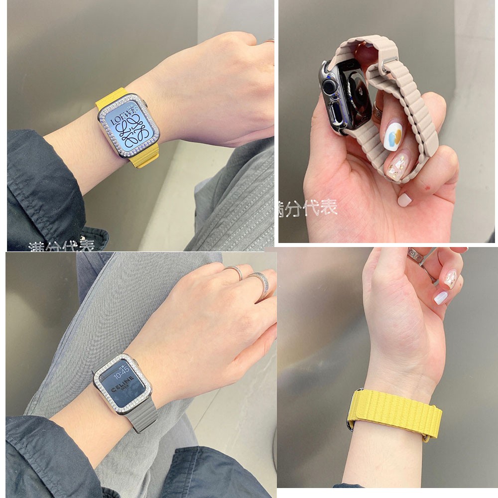 Set 12 Dây Đeo Bằng Da Cho Đồng Hồ Apple Watch Series 5 4 6 3 2 Se 42mm 38mm