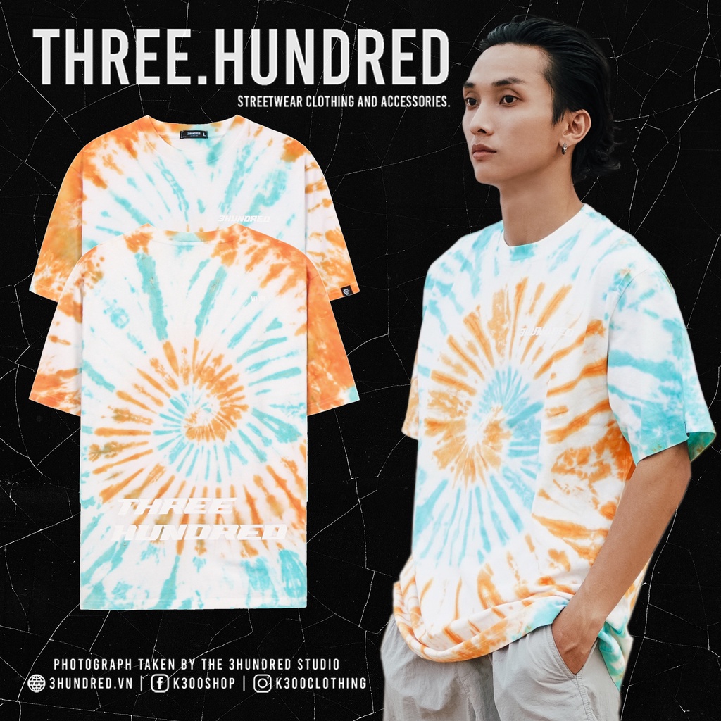 ÁO THUN 3HUNDRED TIE DYE MÀU CAM BẠC HÀ