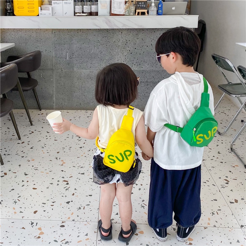 Túi bao tử thời trang chữ SUP nhiều màu túi đeo vai trẻ em cho bé trai bé gái