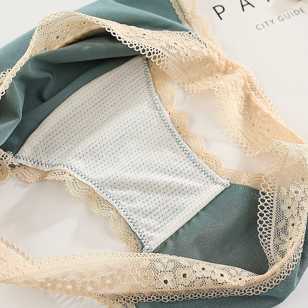 Quần lót bằng cotton mềm không viền phối ren quyến rũ cho nữ
