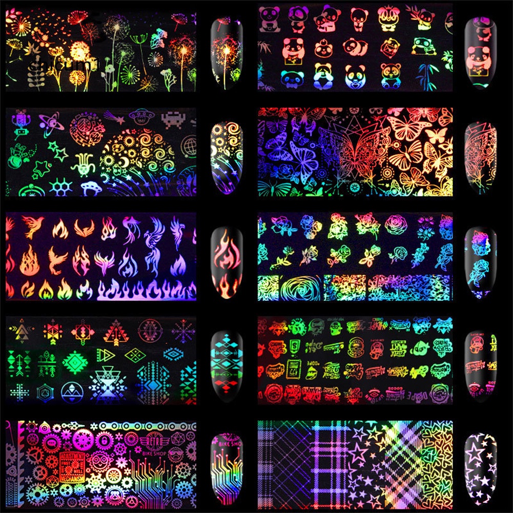 Miếng Dán Trang Trí Móng Tay Hình Ngọn Lửa Chủ Đề Giáng Sinh