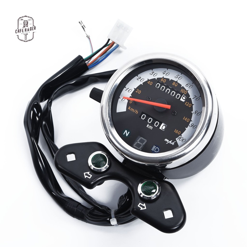 ĐỒNG HỒ XE MÁY CAFE RACER CLASSIC - Đồng Hồ độ đo Km classic loại lớn có kèm báo số cao cấp