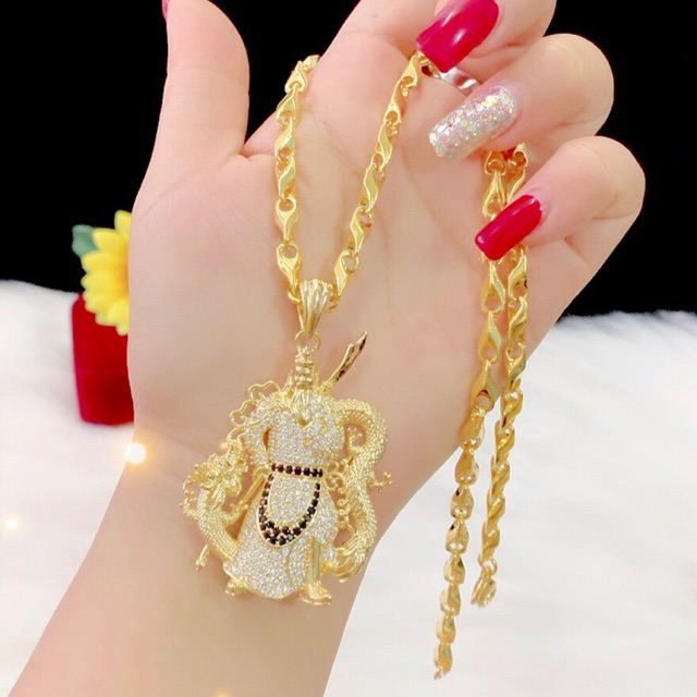 Dây chuyền nam mặt quan công dát vàng 18k