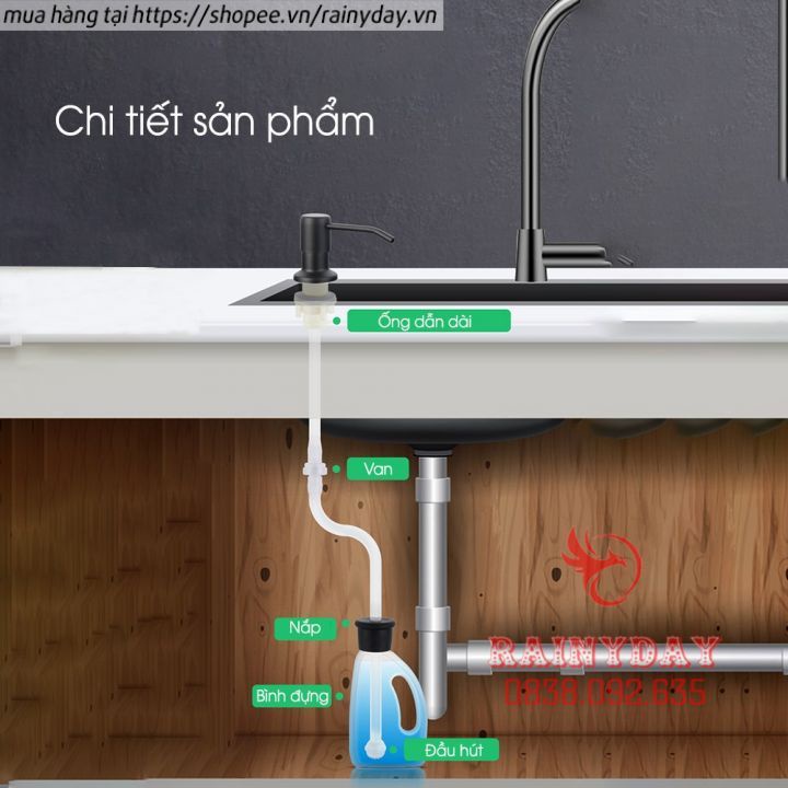 Bộ vòi hút nước rửa bát có dây dẫn, vòi bơm nước rửa chén dầu rửa bát xà phòng thông minh gắn chậu