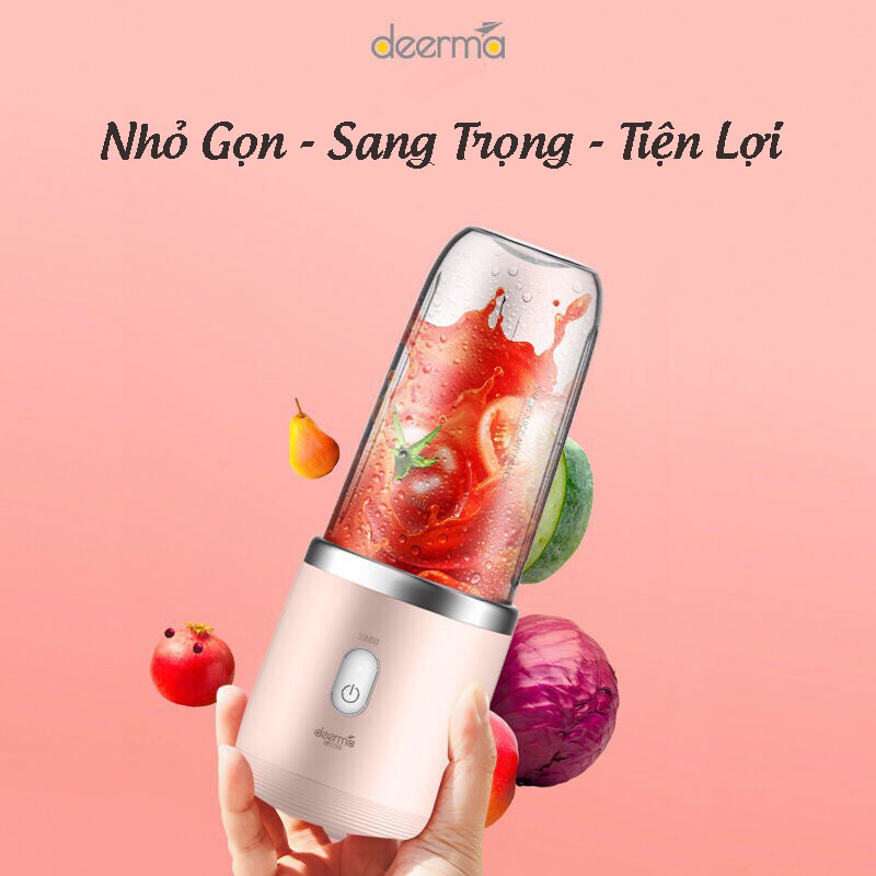 Máy Xay Sinh Tố Cầm Tay Mini Deerma UN05 Công Suất Lớn 140W Xay Mạnh, Nhanh, Nhuyễn Kèm Nắp Đậy Và Cáp Sạc USB