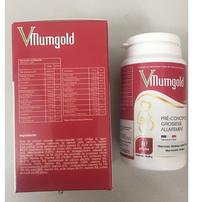 Vitamin bầu Vmum gold – Bổ sung dưỡng chất cho bà bầu giúp thai nhi phát triển khỏe mạnh (30 viên)