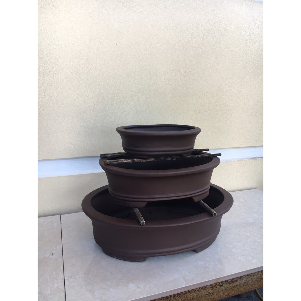 Chậu bonsai Oval đất nung gốm Bát tràng 1 size BM-71