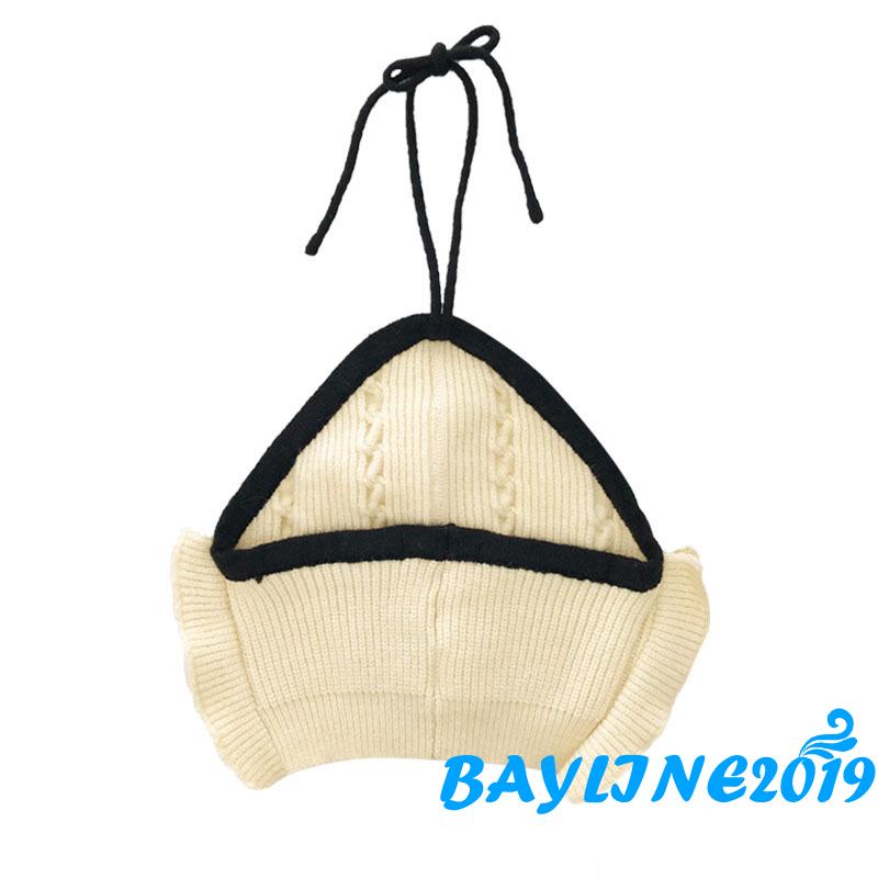 BAY-Ladies Slim Midriff-baring Tank Top, Women Leisure Style Contrast Color Hanging Neck Splicing Backless Sleeveless