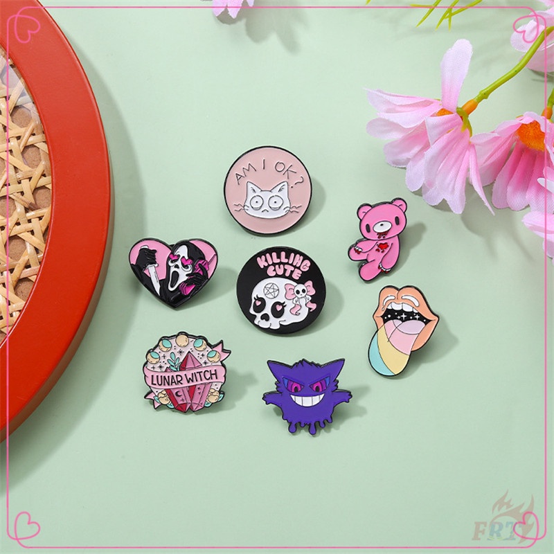 ★ Ghim Cài Áo Hình Phù Thủy / La Hét / Gengar Màu Hồng Dễ Thương ★ 1 Huy Hiệu Gài Áo Hình Đầu Lâu