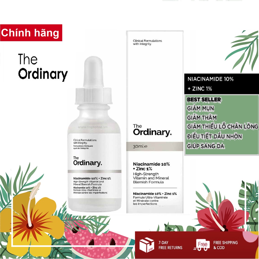 Serum kiềm dầu, giảm mụn The Ordinary Niacinamide 10% + Zinc 1% 30ml | BigBuy360 - bigbuy360.vn