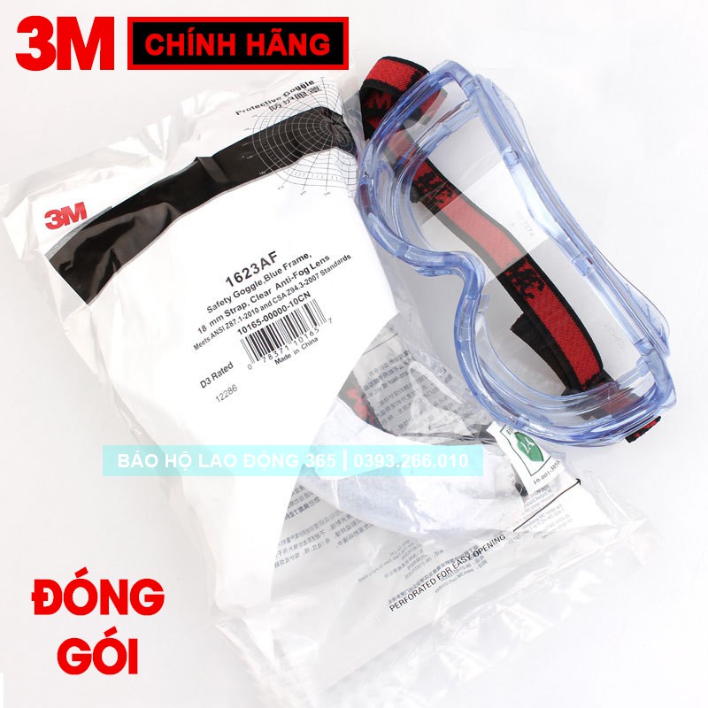 [CHÍNH HÃNG] Kính Bảo Hộ 3M 1623AF (Kính Chống Hóa Chất, Kính Chống Tia UV, Kính Hàn, Kính Chống Sương Mù, Chống Xước).