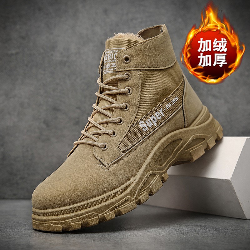 Giày Bốt Martin Cổ Cao Lót Cotton Giữ Ấm Mùa Đông Hàng Mới Dành Cho Nam Giới 2021