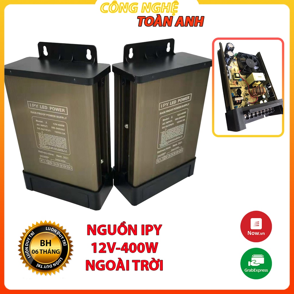 Nguồn 12V 33A (400W) IPY vỏ nhôm ngoài trời Không gây tiếng ồn (Sử dụng cho camera, máy bơm, mạch led, đèn led,...)