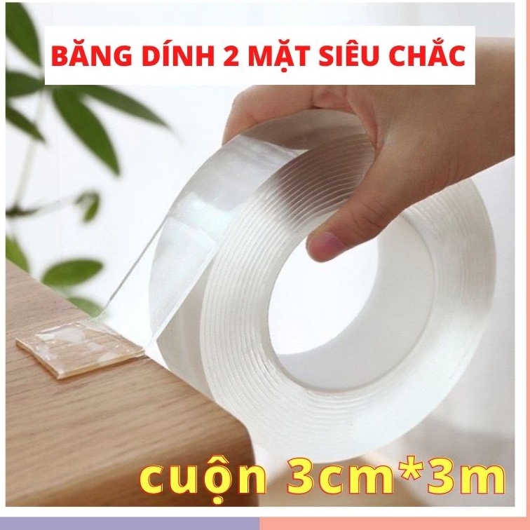 Băng dính 2 mặt siêu dính Nano trong suốt 3m, 1m, 2m, 5m dính mọi bề mặt tiện lợi 88127 Cr7