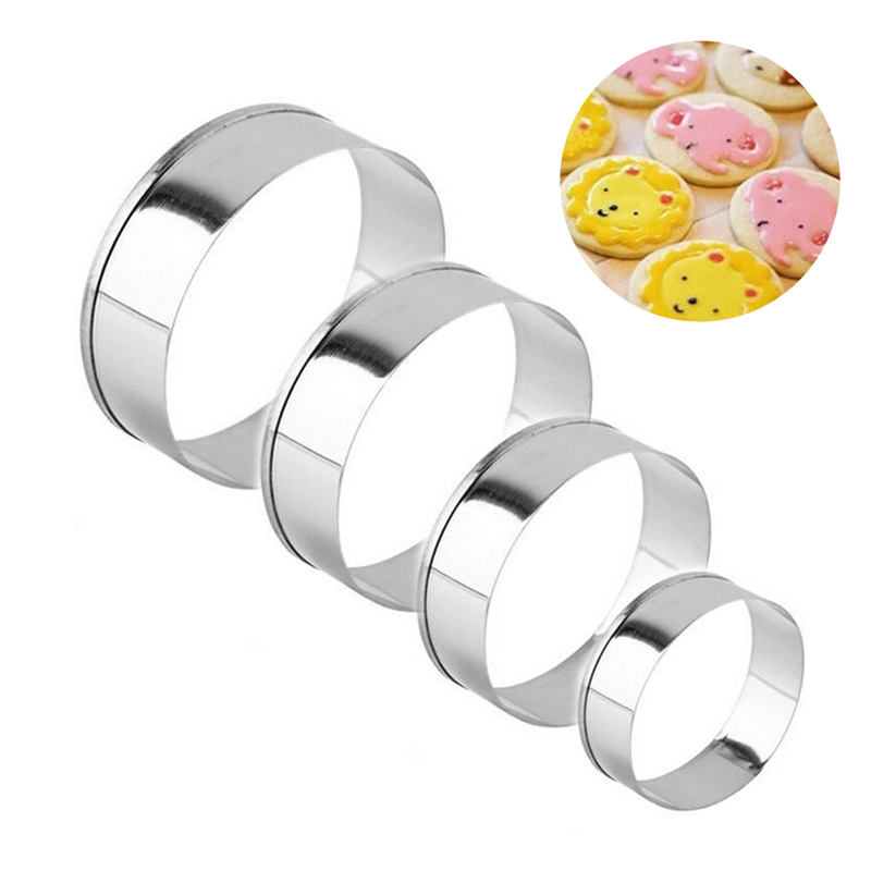Set 4 khuôn cắt bánh hình tròn bằng thép không gỉ cao cấp tiện dụng